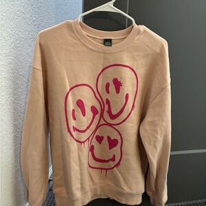 Wild Fable Beige Sweatshirt with Pink Graphic